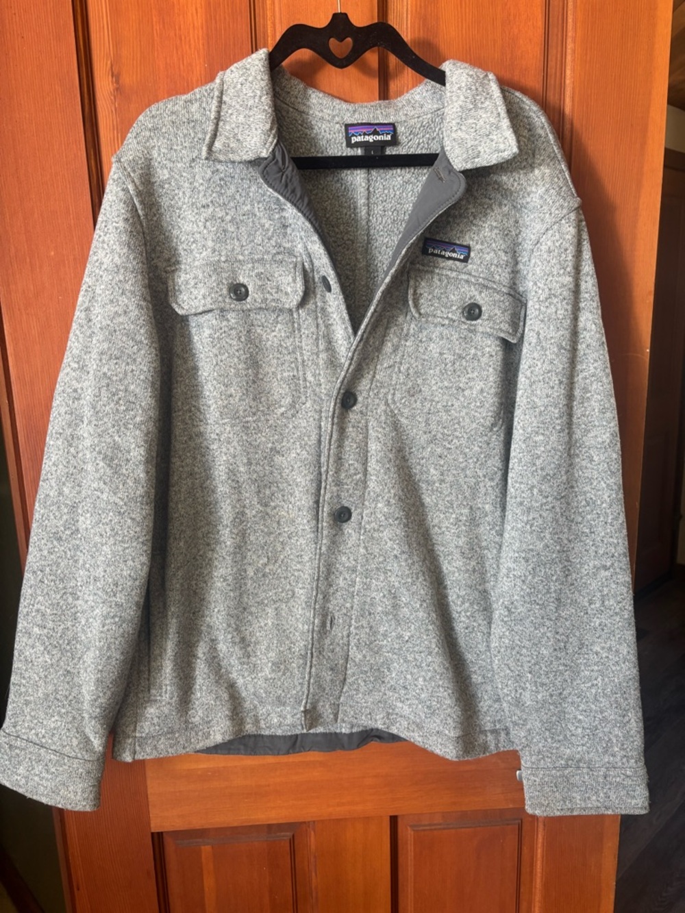 Patagonia Light Gray Wool-Blend Shirt Jacket